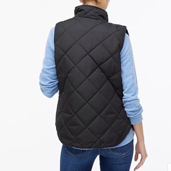 J.Crew womens Puffer Vest Snap Pockets ~ M ~ Black - Picture 2 of 9